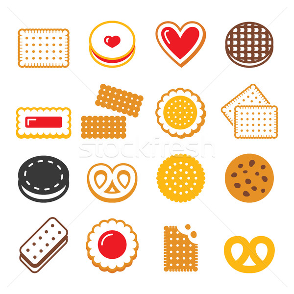 Biscuit, cookie - food, dessert, sweets vector icons set  Stock photo © RedKoala
