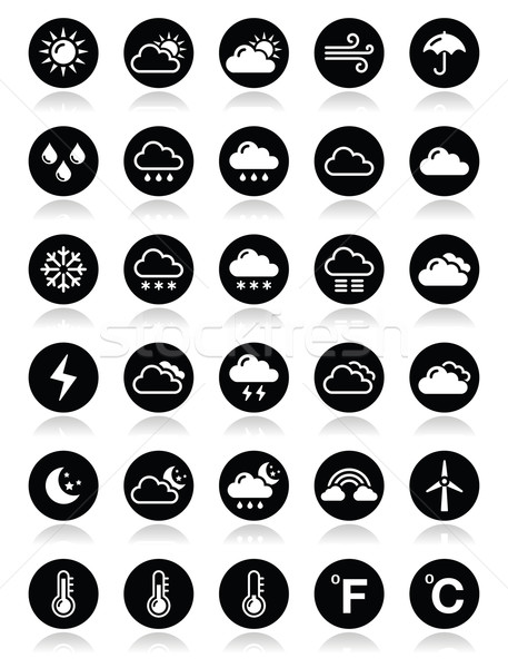 Weather round vector icons set Stock photo © RedKoala