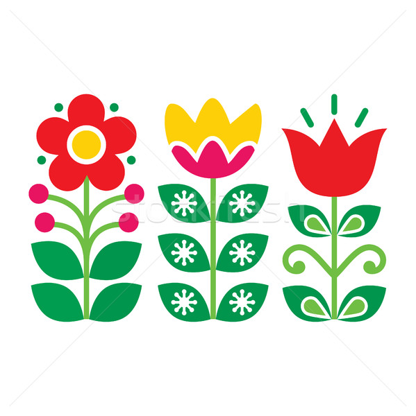 Swedish floral retro pattern - traditional folk art design  Stock photo © RedKoala