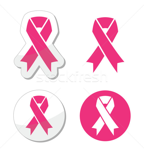 Vektor szett rózsaszín szalagok szimbólumok mellrák Stock fotó © RedKoala