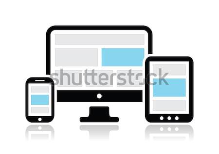 Stock photo: Responsive design for web- computer screen, smartphone, tablet icons set