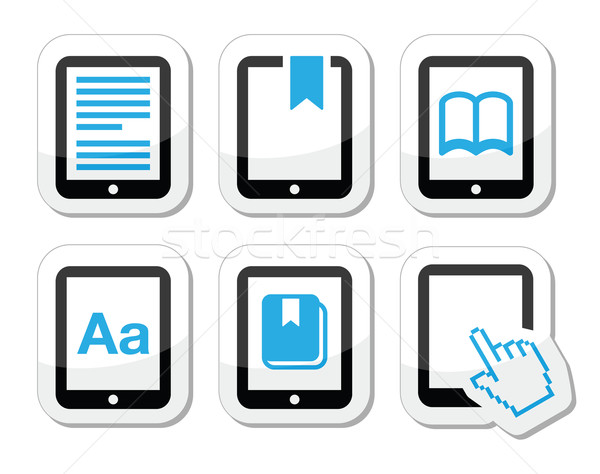 E-book reader, e-reader vector icons set  Stock photo © RedKoala
