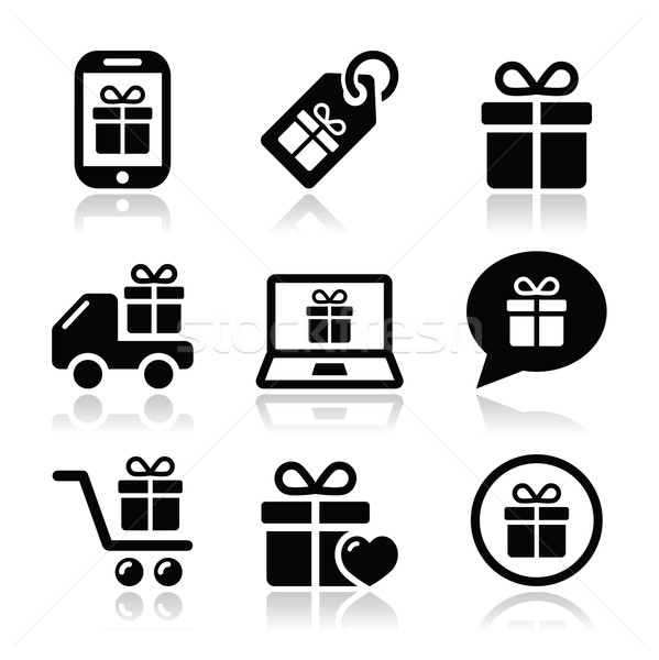 Foto stock: Presente · compras · vector · compra · línea