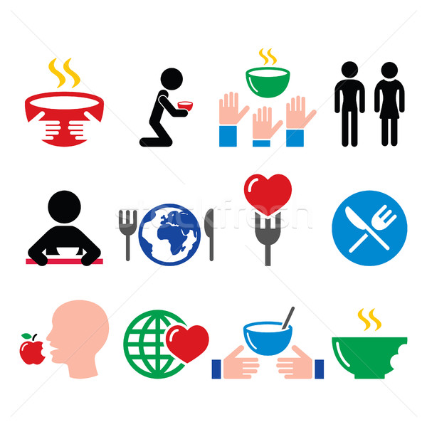 Hunger, starvation, poverty icons set  Stock photo © RedKoala