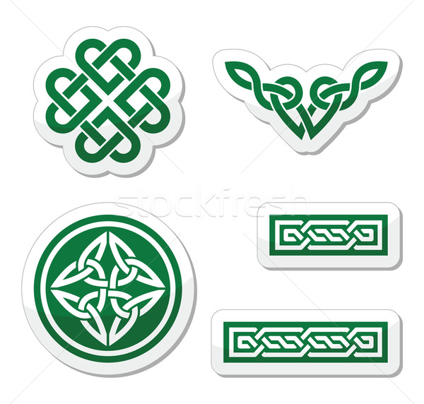 Celtic green knots, braids and patterns - vector Stock photo © RedKoala