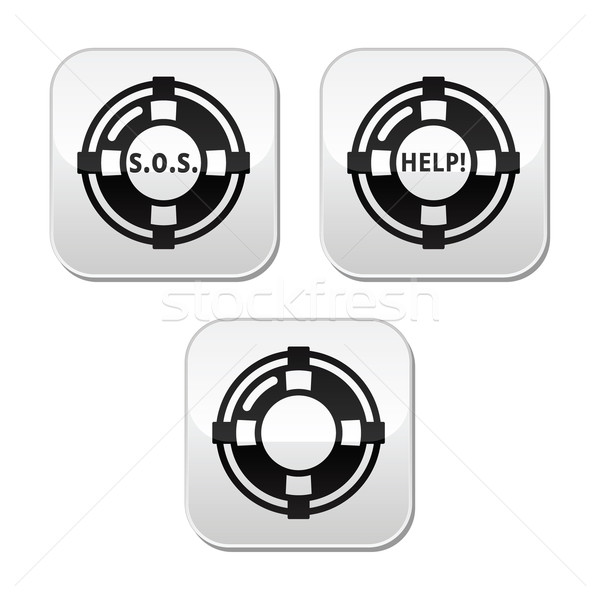 Life belt, help, s.o.s. vector buttons set Stock photo © RedKoala