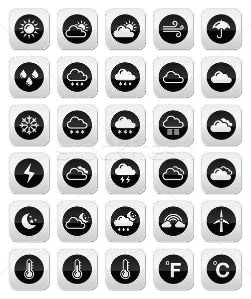 Weather round vector icons set Stock photo © RedKoala