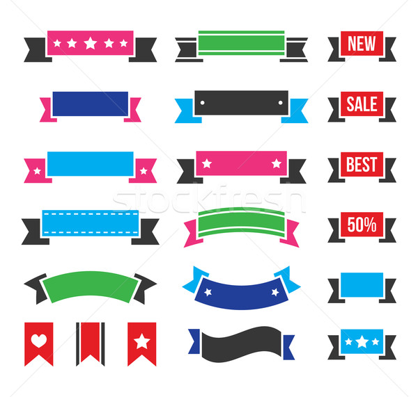 Retro ribbons, colorful vintage bookmarks set - vector Stock photo © RedKoala