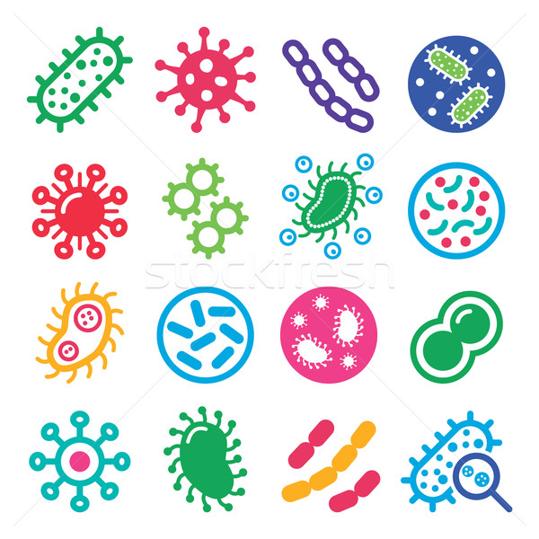 Bacteria, superbug, virus icons set - disease concept Stock photo © RedKoala