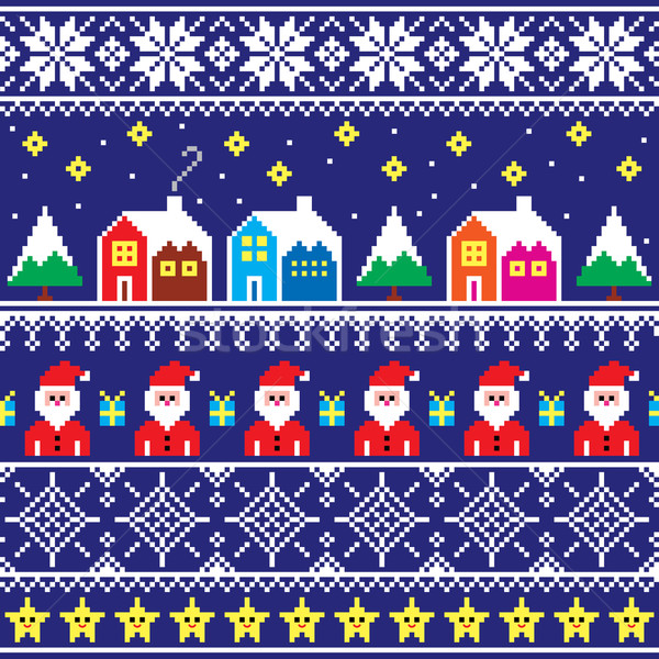 Christmas jumper or sweater seamless pattern with Santa and houses  Stock photo © RedKoala