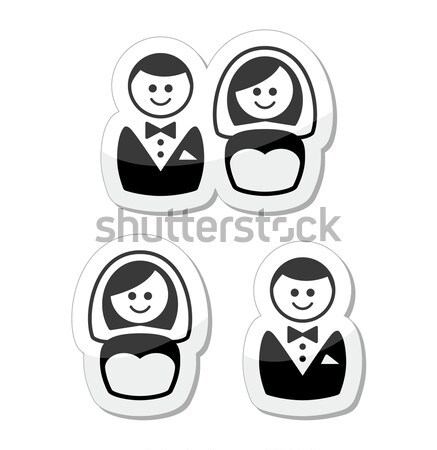 Stock photo: Inflatable sex doll, sex shop icons set