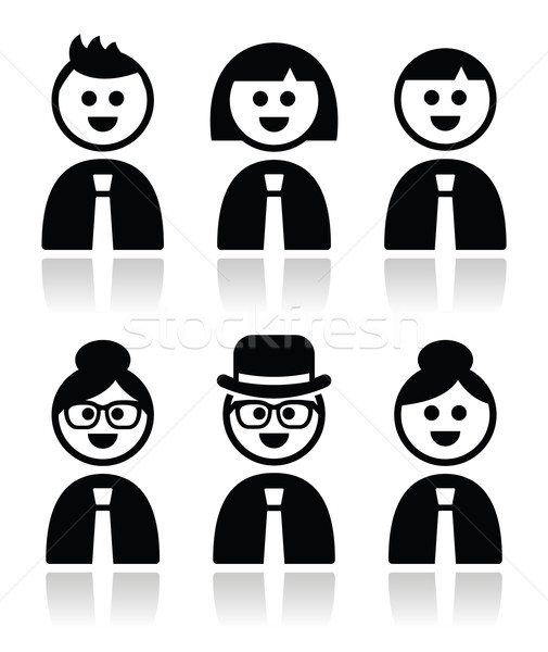Stock photo: People in bussiness clothes, tie icons set
