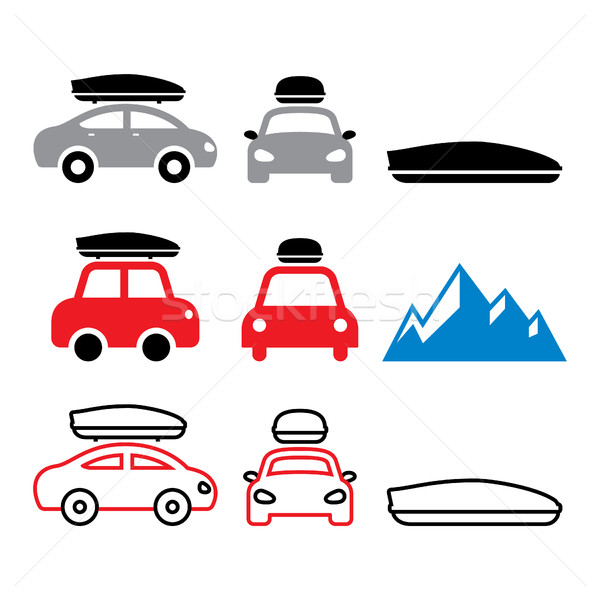 Car roof box, roof rack or carrier vector icons set  Stock photo © RedKoala