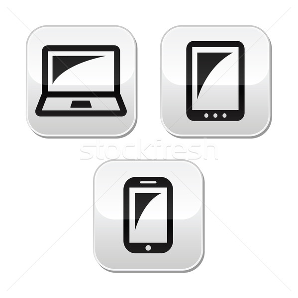 Laptop, tablet, smarthone vecor buttons set  Stock photo © RedKoala