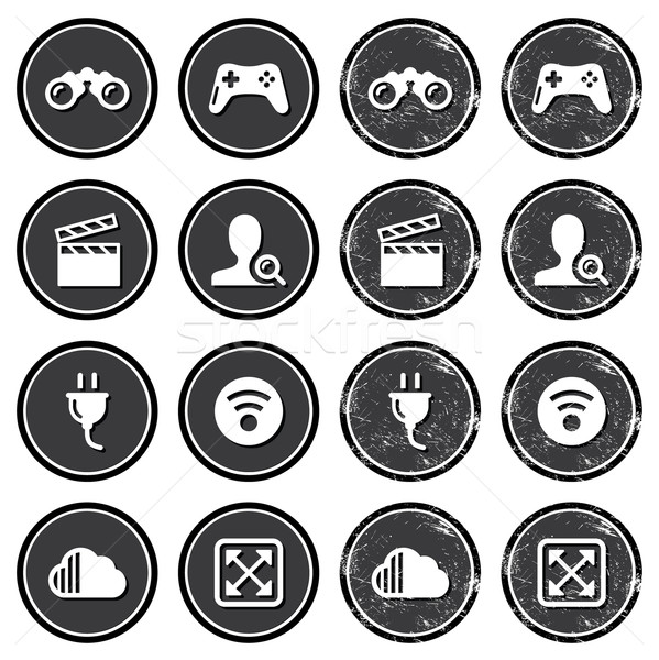 Web navigation icons on retro labels set Stock photo © RedKoala