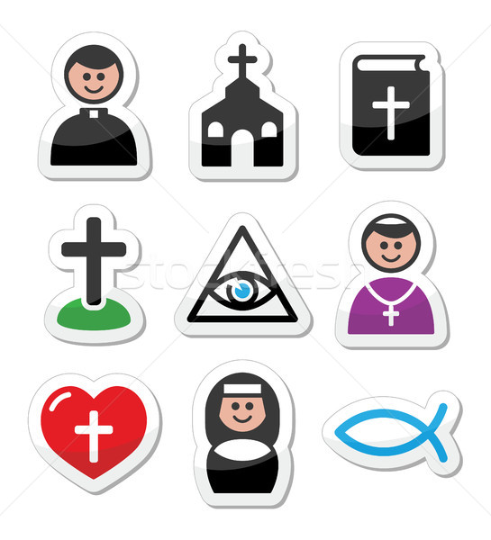 Religion, catholic church vector icons set Stock photo © RedKoala
