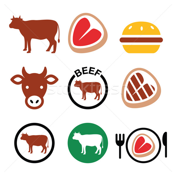 Carne de vită carne vacă vector alimente Imagine de stoc © RedKoala