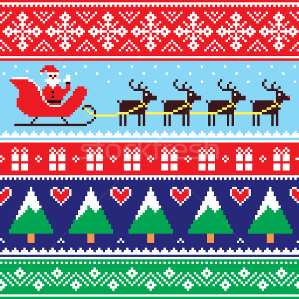 Christmas jumper or sweater seamless pattern with Santa and reindeer  Stock photo © RedKoala