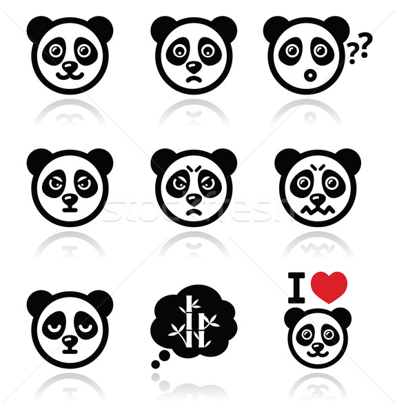 [[stock_photo]]: Panda · ours · heureux · triste · colère