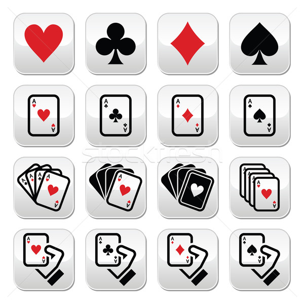 Playing cards, poker, gambling buttons set Stock photo © RedKoala
