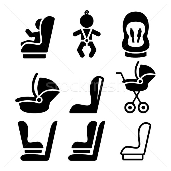 Baby car seat, toddle car seat - safe child traveling icons  Stock photo © RedKoala
