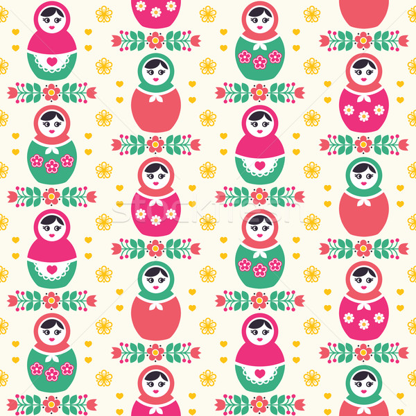 Russian doll Matryoshka folk seamless pattern Stock photo © RedKoala