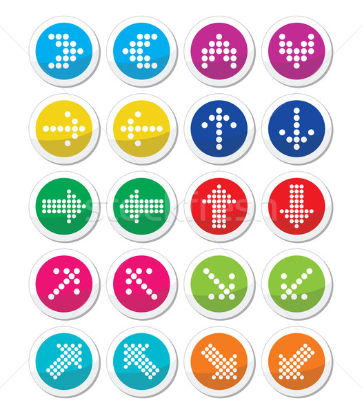 Dotted colorful arrows round icons set isolated on white Stock photo © RedKoala