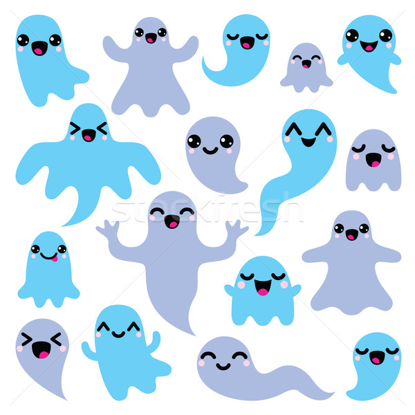 Stock photo: Kawaii cute ghost characters design - Halloween concept