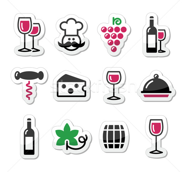 Wine labels set - glass, bottle, restaurant, food Stock photo © RedKoala