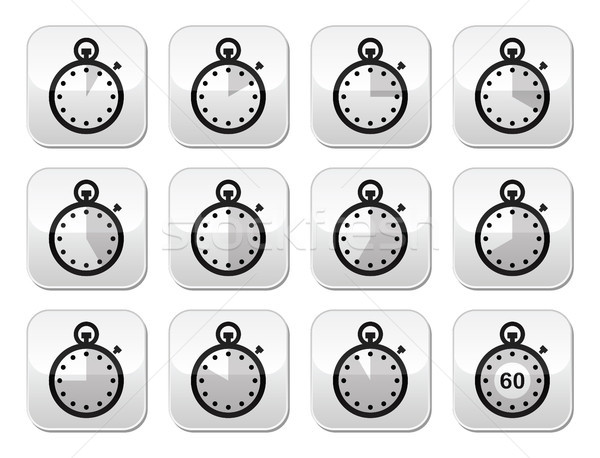 Czasu zegar stoper wektora przyciski zestaw Zdjęcia stock © RedKoala