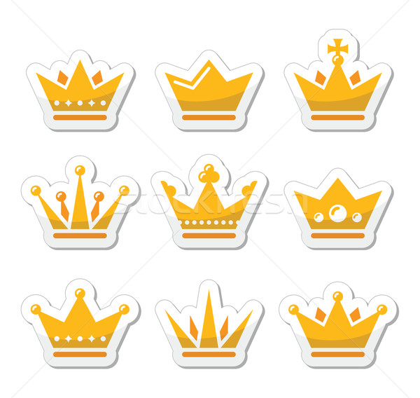 Crown, royal family icons set Stock photo © RedKoala