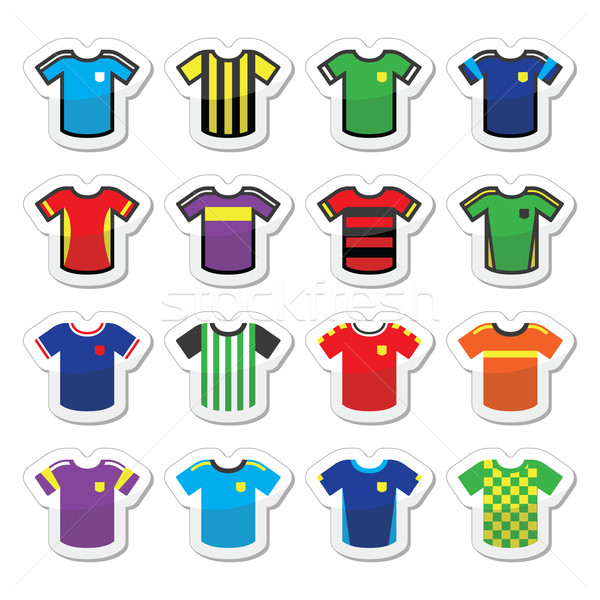 Football or soccer jerseys colorful icons set  Stock photo © RedKoala