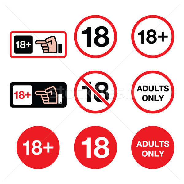 18 felnőttek figyelmeztető jel figyelem tizennyolc tilos Stock fotó © RedKoala