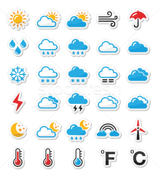 Weather icons set as labels - vector Stock photo © RedKoala