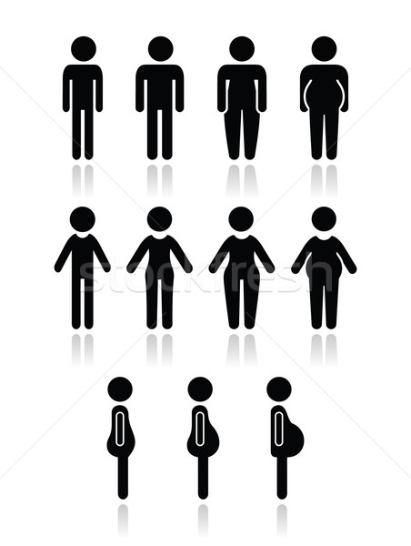 Stockfoto: Man · vrouwen · lichaam · type · iconen · slank