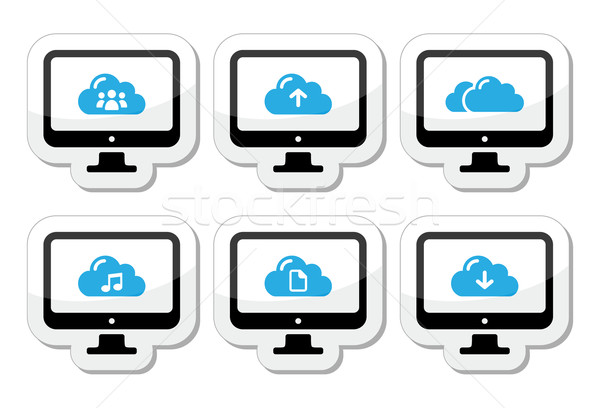 Computer and cloud vector icons set for web Stock photo © RedKoala