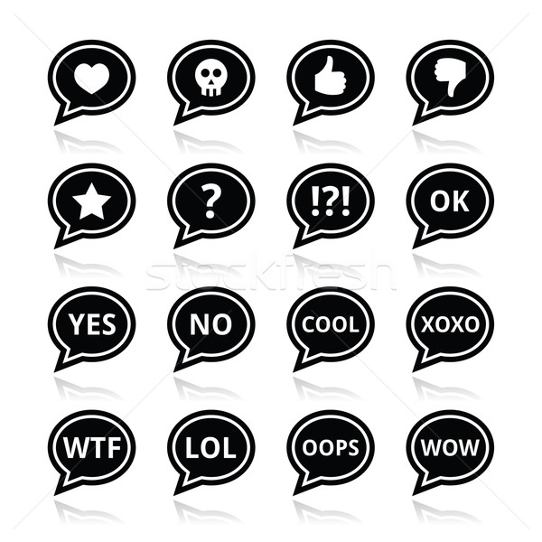 Speech bubble emotion icons - love, like, anger, wtf, lol, ok Stock photo © RedKoala