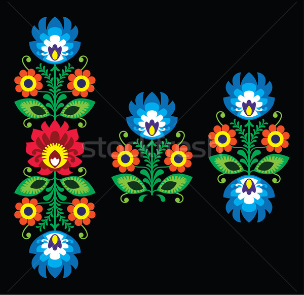 Stickerei Blumen traditionellen Muster dekorativ Vektor Stock foto © RedKoala
