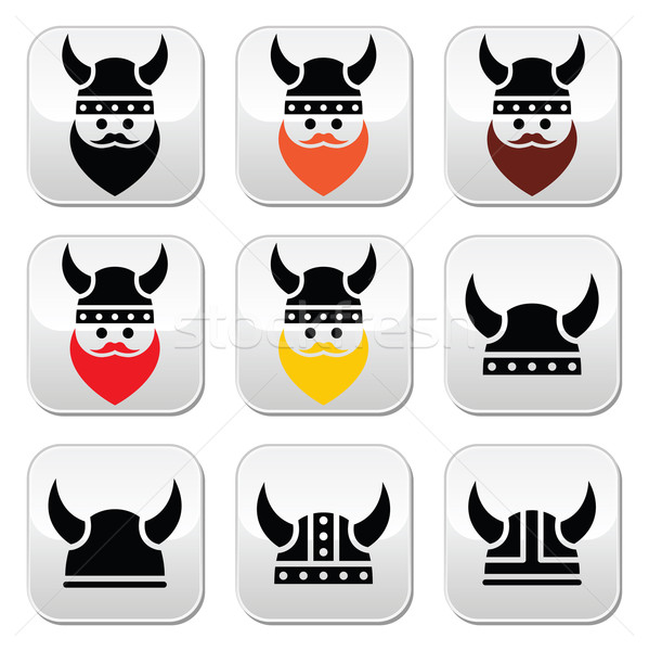 Viking warrior in helmet buttons set  Stock photo © RedKoala