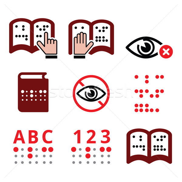 Blind people, Braille writing system icon set  Stock photo © RedKoala