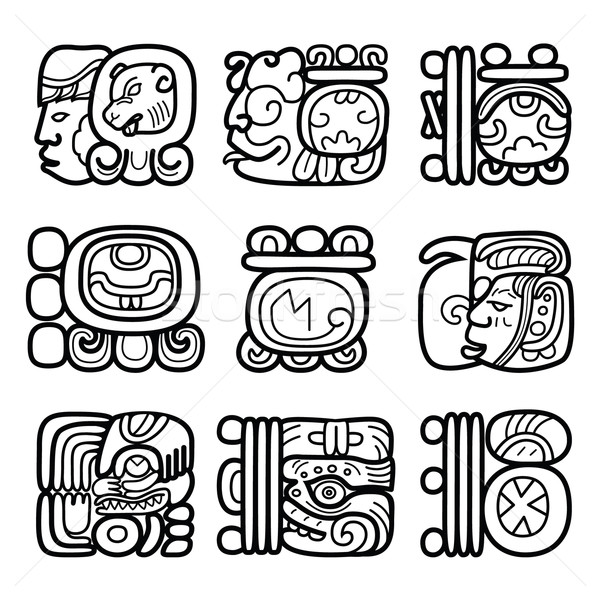 Maya glyphs, writing system and languge vector design   Stock photo © RedKoala