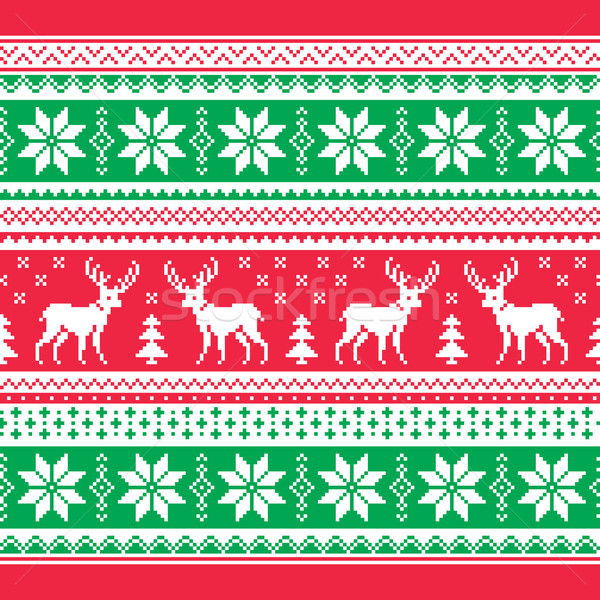 ストックフォト: クリスマス · 冬 · 編まれた · パターン · カード · セーター