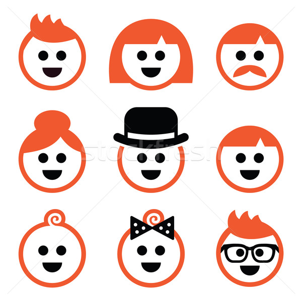 People with ginger vector hair icons set  Stock photo © RedKoala