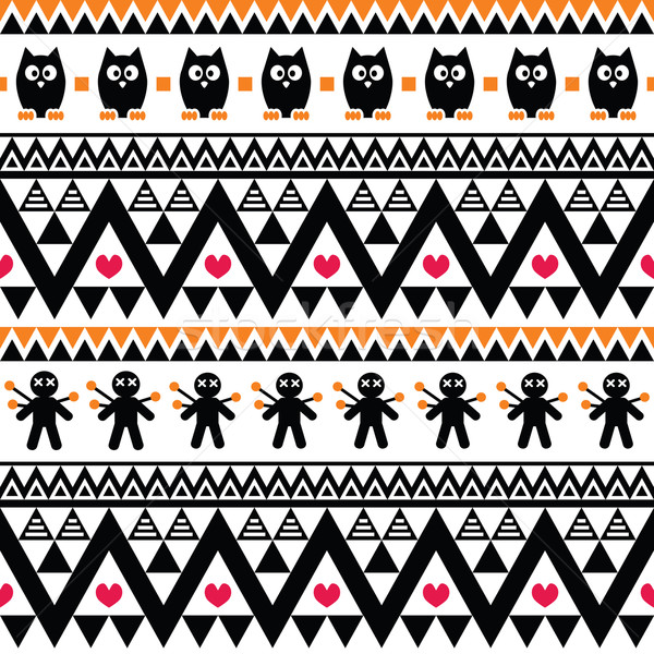 Halloween seamless pattern - tribal, Aztec print style     Stock photo © RedKoala