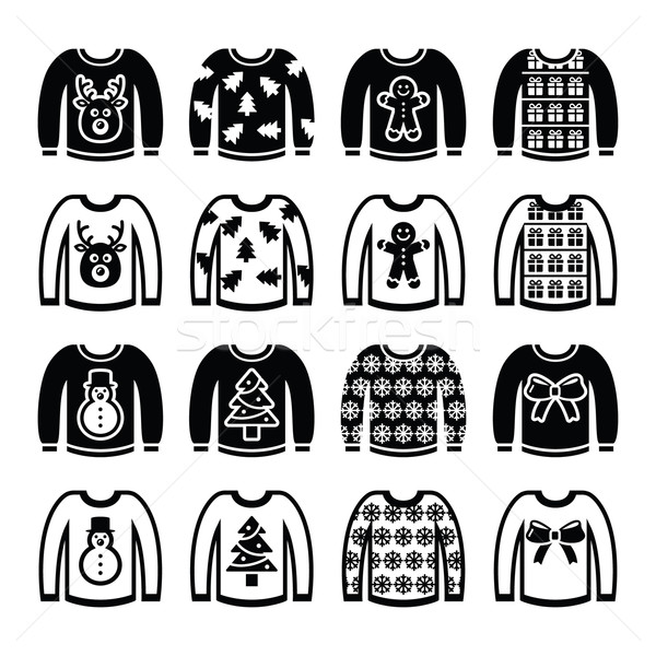 Ugly Christmas sweater on jumper icons set  Stock photo © RedKoala