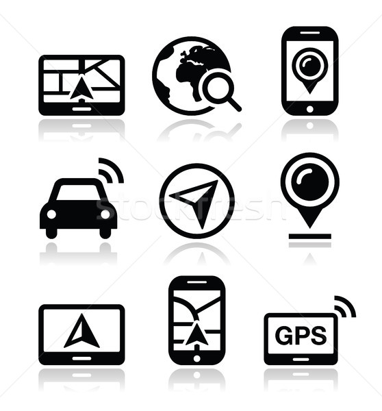 GPS navigáció utazás vektor ikon szett modern Stock fotó © RedKoala