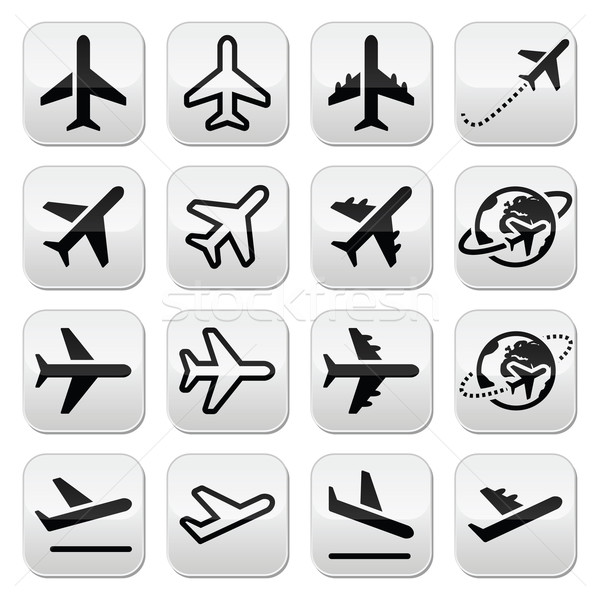 Plane, flight, airport icons set Stock photo © RedKoala