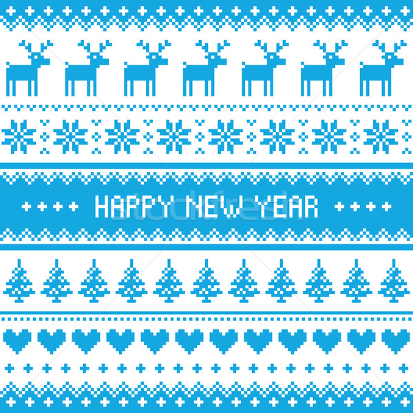 Happy New Year - Nordic winter blue pattern  Stock photo © RedKoala