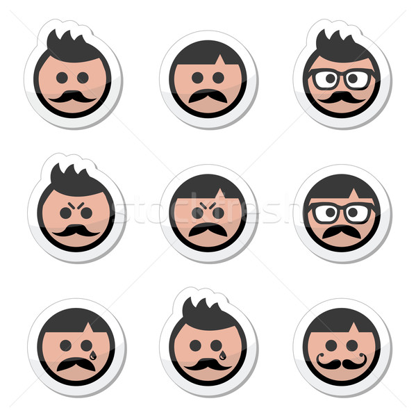Man with moustache or mustache, avatar vector icons set Stock photo © RedKoala