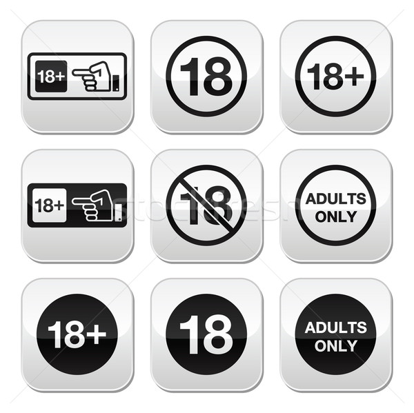 Under 18, adults only warning sign buttons Stock photo © RedKoala